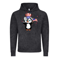 Vintage Black penguin american 4th of july penguin american flag Vintage Hoodie - linhVisuals