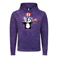 Cloud Purple penguin american 4th of july penguin american flag Vintage Hoodie - linhVisuals