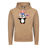 Vintage Coffee penguin american 4th of july penguin american flag Vintage Hoodie - linhVisuals