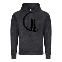 Vintage Black womens double moon cat Vintage Hoodie - linhVisuals