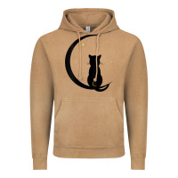 Womens Double Moon Cat Vintage Hoodie | Teevron