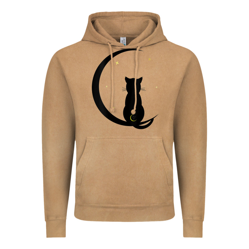 Womens Double Moon Cat Vintage Hoodie by linhVisuals | Teevron