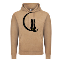 Vintage Coffee womens double moon cat Vintage Hoodie - linhVisuals
