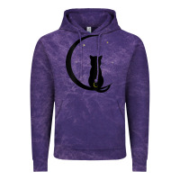 Cloud Purple womens double moon cat Vintage Hoodie - linhVisuals