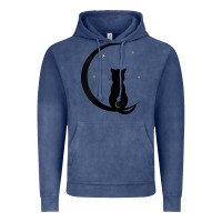 Vintage Denim womens double moon cat Vintage Hoodie - linhVisuals