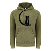 Vintage Olive womens double moon cat Vintage Hoodie - linhVisuals