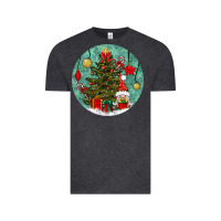 Vintage Black christmas tree and gnome Vintage Tee - BundleAndBundleShop