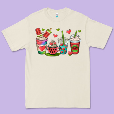 Watermelon Summer Coffee Cups Premium Tee Designed By Oliviacreatesart