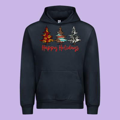 Happy Holidays Christmas Trees Urban Hoodie Designed By Jasminsmagicworld