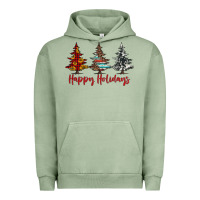 Pigment Oil Green happy holidays christmas trees Urban Hoodie - Jasminsmagicworld