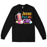 Black Jesus Fills My Cup Easter Long Sleeve Tee - CowhideDigitalArt