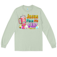 Matcha Jesus Fills My Cup Easter Long Sleeve Tee - CowhideDigitalArt
