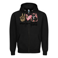 Black peace love french bulldog Zipper Hoodie - JahusDesignShop