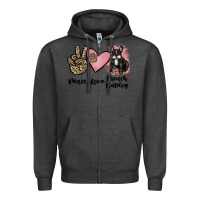 Charcoal Heather peace love french bulldog Zipper Hoodie - JahusDesignShop