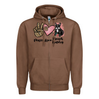 Chestnut peace love french bulldog Zipper Hoodie - JahusDesignShop