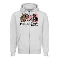 Dove Grey peace love french bulldog Zipper Hoodie - JahusDesignShop