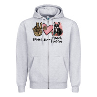 Heather Grey peace love french bulldog Zipper Hoodie - JahusDesignShop