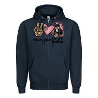 Navy peace love french bulldog Zipper Hoodie - JahusDesignShop