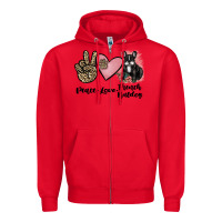 Red peace love french bulldog Zipper Hoodie - JahusDesignShop