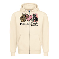 Sandshell peace love french bulldog Zipper Hoodie - JahusDesignShop