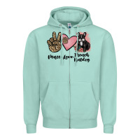 Seafoam peace love french bulldog Zipper Hoodie - JahusDesignShop