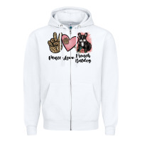 Peace Love French Bulldog Zipper Hoodie | Teevron