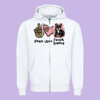Peace Love French Bulldog Zipper Hoodie Designed By Jahusdesignshop