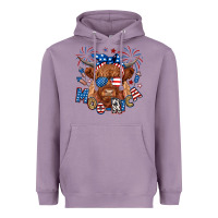 Lavender moo rica highland cow Heavyweight Hoodie - RanaPortraitStore
