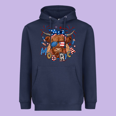 Moo Rica Highland Cow Heavyweight Hoodie Designed By Ranaportraitstore