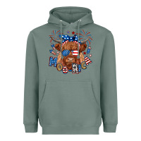 Sage moo rica highland cow Heavyweight Hoodie - RanaPortraitStore