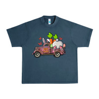 Midnight Navy happy easter pink truck with bunny Urban Heavy Tee - RanaPortraitStore