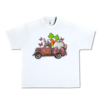 White happy easter pink truck with bunny Urban Heavy Tee - RanaPortraitStore