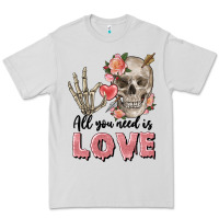 Dove Grey Skull all you need is love Premium Tee - FaDigitalArtStudio