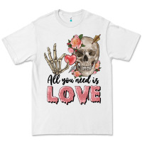 White Skull all you need is love Premium Tee - FaDigitalArtStudio