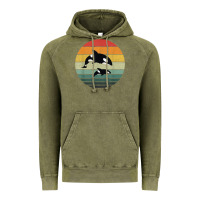 Vintage Olive orca family vintage retro art, killer whale family Vintage Hoodie - linhVisuals