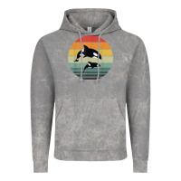 Cloud Rock orca family vintage retro art, killer whale family Vintage Hoodie - linhVisuals