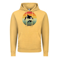 Vintage Mustard orca family vintage retro art, killer whale family Vintage Hoodie - linhVisuals