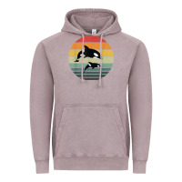 Vintage Zinc orca family vintage retro art, killer whale family Vintage Hoodie - linhVisuals