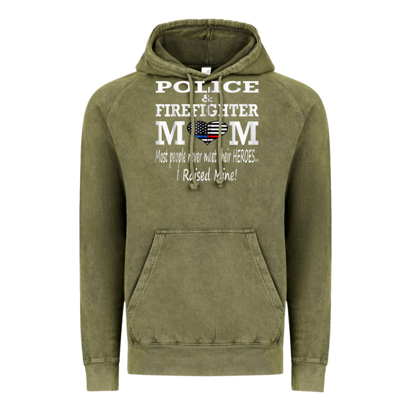 Police & Firefighter Mom, I Raised Mine Fireman Mothers Day Vintage Hoodie by linhVisuals | Teevron