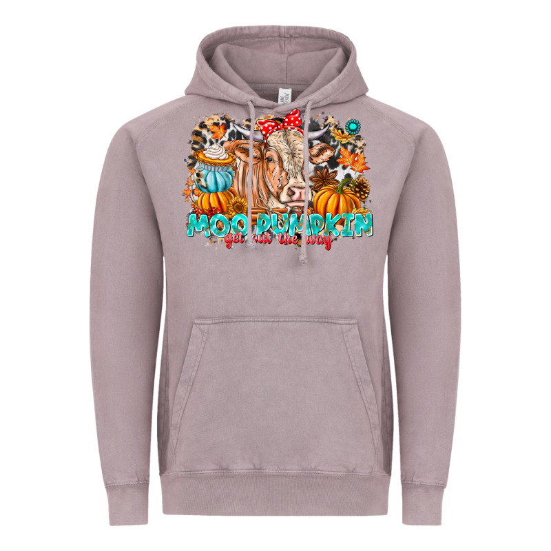 Moo Pumpkin Get Out The Way Vintage Hoodie by CowhideDigitalArt | Teevron