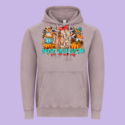 Moo Pumpkin Get Out The Way Vintage Hoodie Designed By Cowhidedigitalart