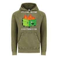 Vintage Olive dumpster fire its fine im fine Vintage Hoodie - linhVisuals