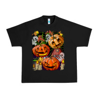 Black Halloween Pumpkins Urban Heavy Tee - BundleAndBundleShop