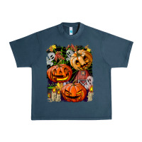 Midnight Navy Halloween Pumpkins Urban Heavy Tee - BundleAndBundleShop