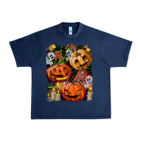 Navy Halloween Pumpkins Urban Heavy Tee - BundleAndBundleShop