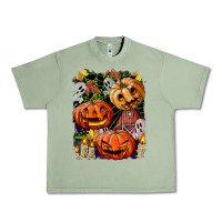 Oil Green Halloween Pumpkins Urban Heavy Tee - BundleAndBundleShop