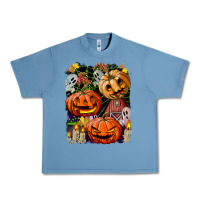 Pebble Blue Halloween Pumpkins Urban Heavy Tee - BundleAndBundleShop