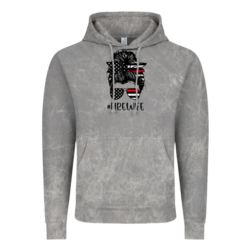 Fire Wife Messy Bun Firefighter Wife Thin Red Line Husband Vintage Hoodie by linhVisuals | Teevron