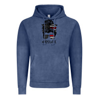 Vintage Denim fire wife messy bun firefighter wife thin red line husband Vintage Hoodie - linhVisuals
