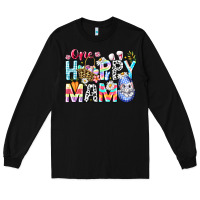 Black One Happy Mama Easter Bunny Long Sleeve Tee - CowhideDigitalArt
